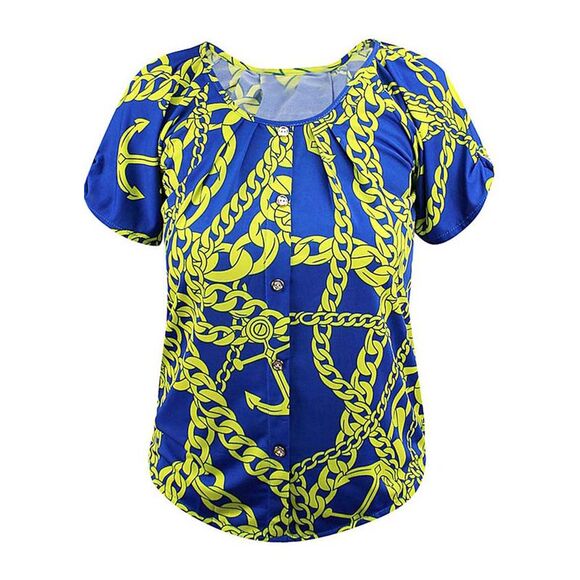 Nautical Faux Button Down Anchor Chain Blouse - Picture 1 of 3